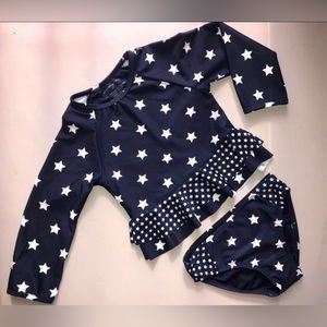 Peyton & Parker Girls Navy Stars Two Piece Swimsuit Shirt & Bikini Bottom 4T NEW